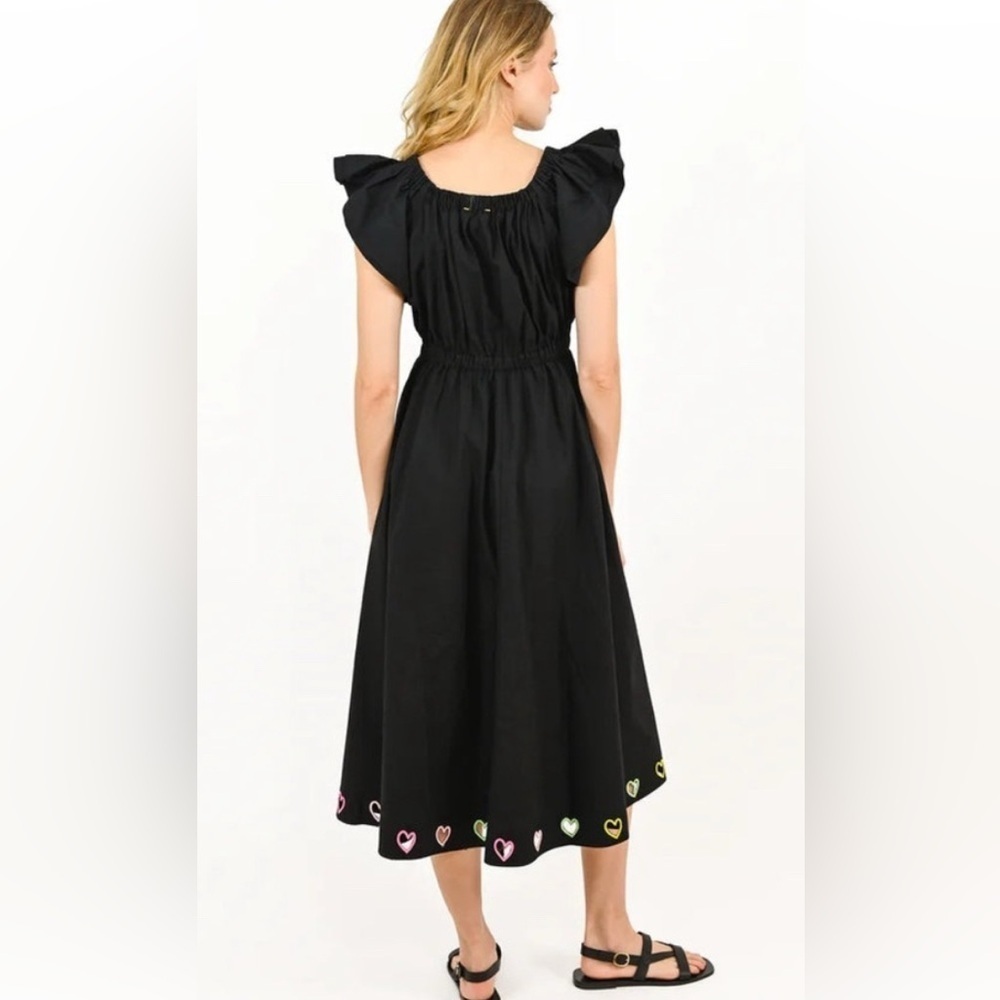 Kerri Rosenthal Tailor Embroidered Hearts black Dress Size Medium - Picture 3 of 12